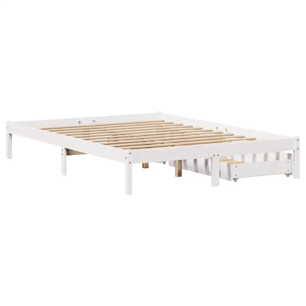 Letto senza Materasso-Struttura Letto Bianco 135x190 cm Legno Massello di Pino 606443