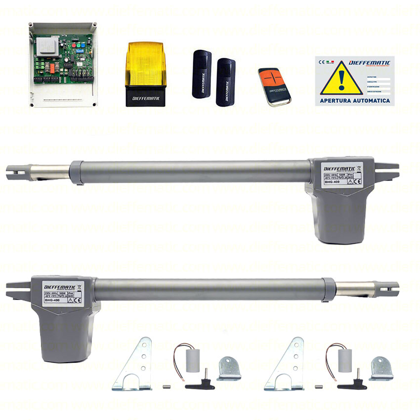 AUTOMAZIONE CANCELLO 2 ANTE BATTENTE AUTOMATICO ELETTRICO BRACCI 230V BHG 400