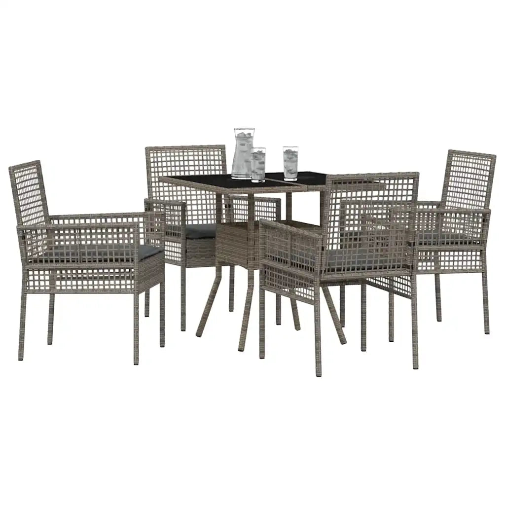 Set da Pranzo per Giardino 5 pz | Set Salotto da Giardino Grigio polyrattan