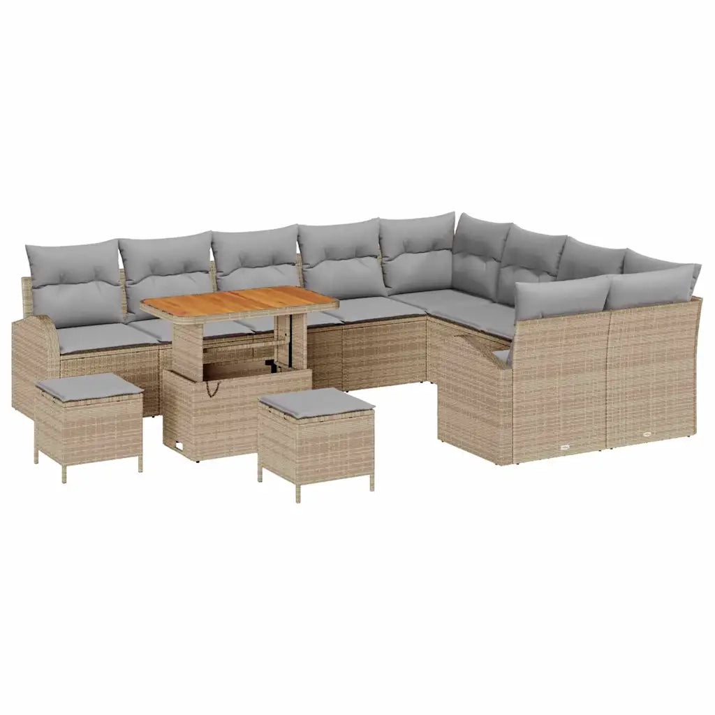 Set Divano da Giardino con cuscino 12 pcs Beige e Grigio Chiaro