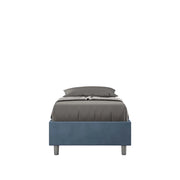 BS COM Letto singolo con rete imbottito 80x190 microfibra blu