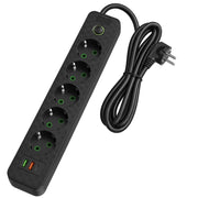 Multipresa Con Prolunga, 5 Prese + 2x Usb-a + Usb-c Rea Jnh022-5a Black
