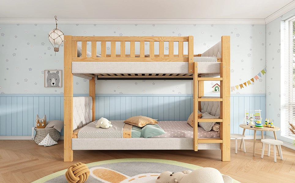LETTO A CASTELLO 90x200 cm Grigio+Naturale in legno e MDF con scala
