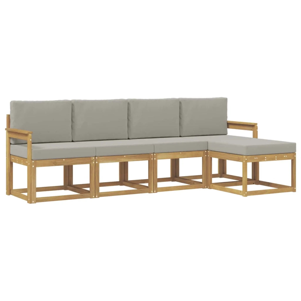 Set di divani da esterno 5 pz Bianco e Grigio Chiaro Poliestere 3387480