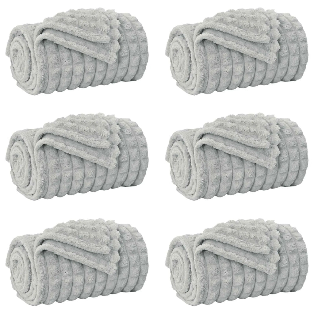 Coperte da Pile 6 pcs Grigio 270 x 240 cm Panno
