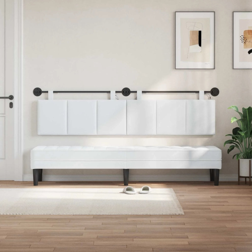Testiera | Testata sospesa Con luce LED Bianco Tessuto