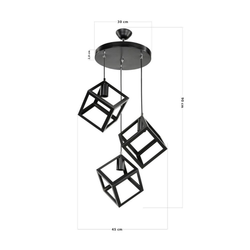 Lampada a sospensione Agatha MDL3790 3 cubi nero
