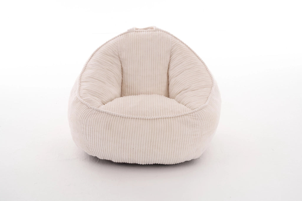 Poltrona pouf ergonomica per bambini con supporto per schiena e vita in velluto a coste beige