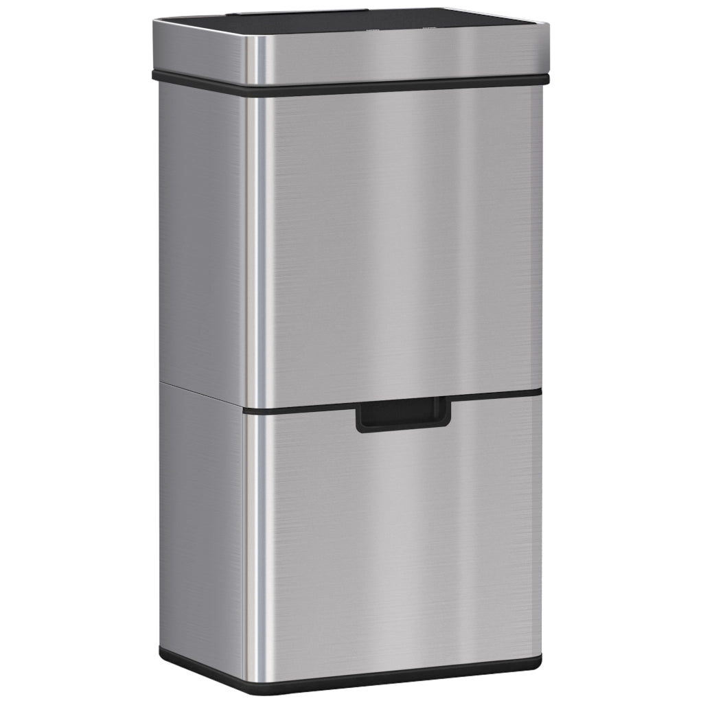 Pattumiera Automatica con Sensore 72L (47L + 2x12,5L), Cestino Differenziata in Acciaio Inox per Cucina, Argento