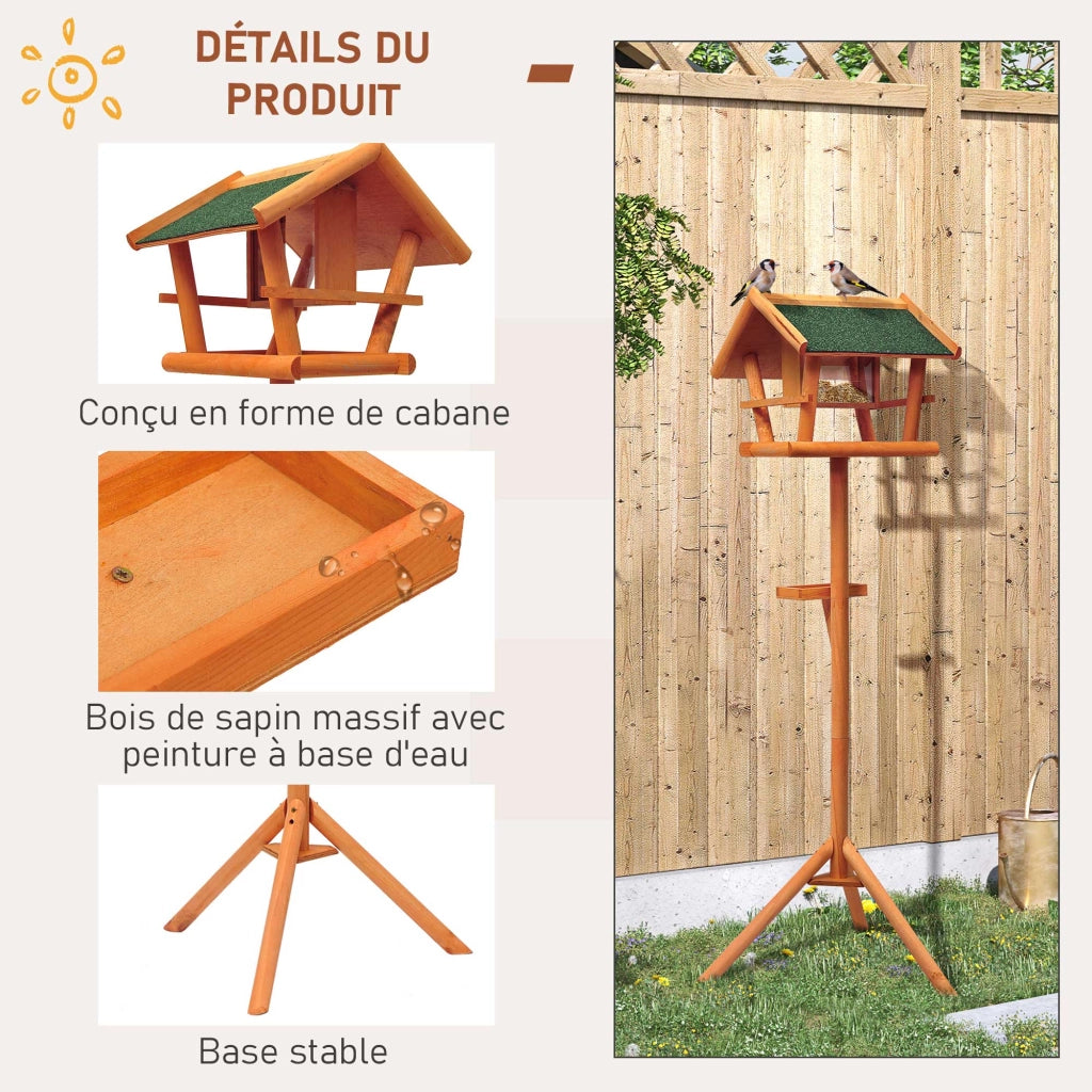 Mangiatoia per Uccelli Selvatici su Piedistallo in Legno Casetta Nido da Giardino per Esterno Resistente alle Intemperie 150 cm