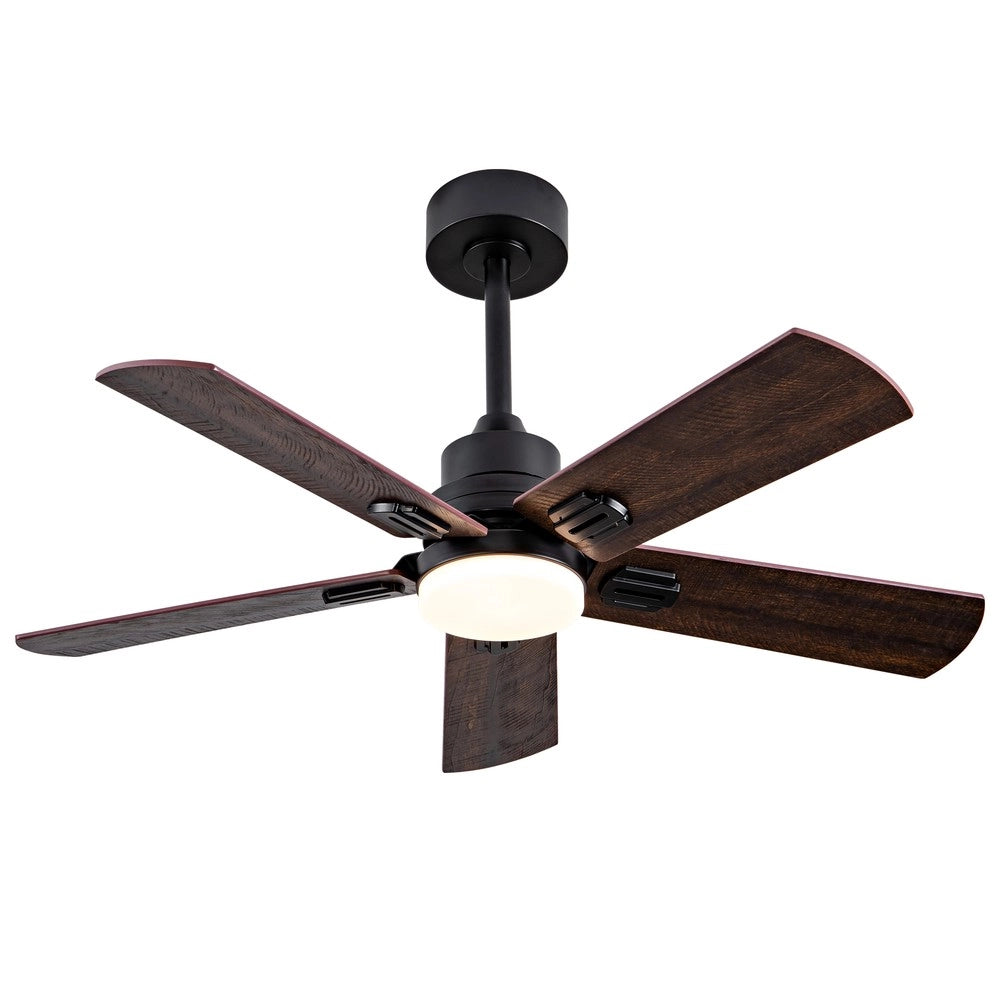 Ventilatore da soffitto con luce e telecomando ¨C Minimal ¨C nero 5 pale dimmerabile per esterno e interno
