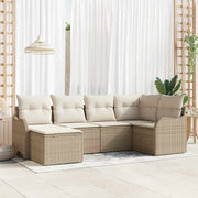 Set Divano da Giardino 6 pcs Beige e bianco Poly Rattan