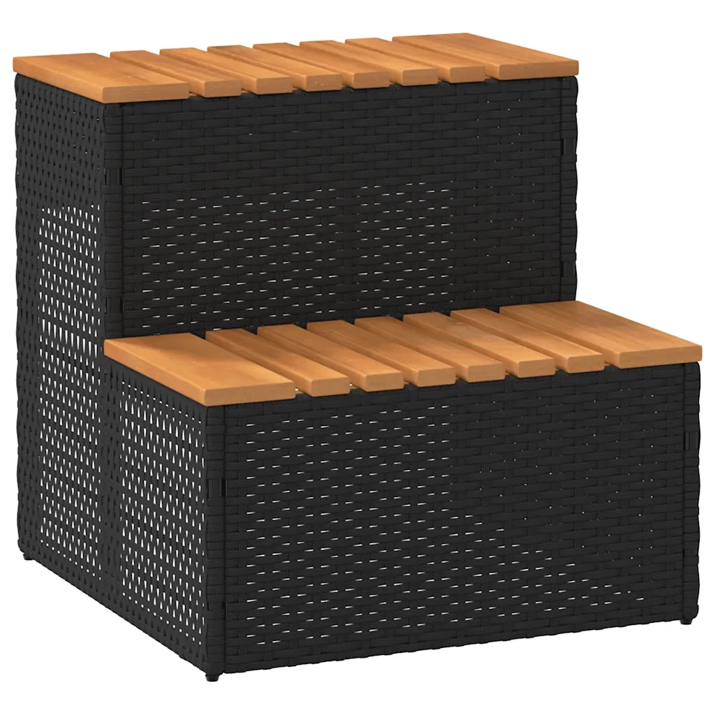 Bordo per Vasca Idromassaggio Nero Polyrattan&Massello Acacia 4103940