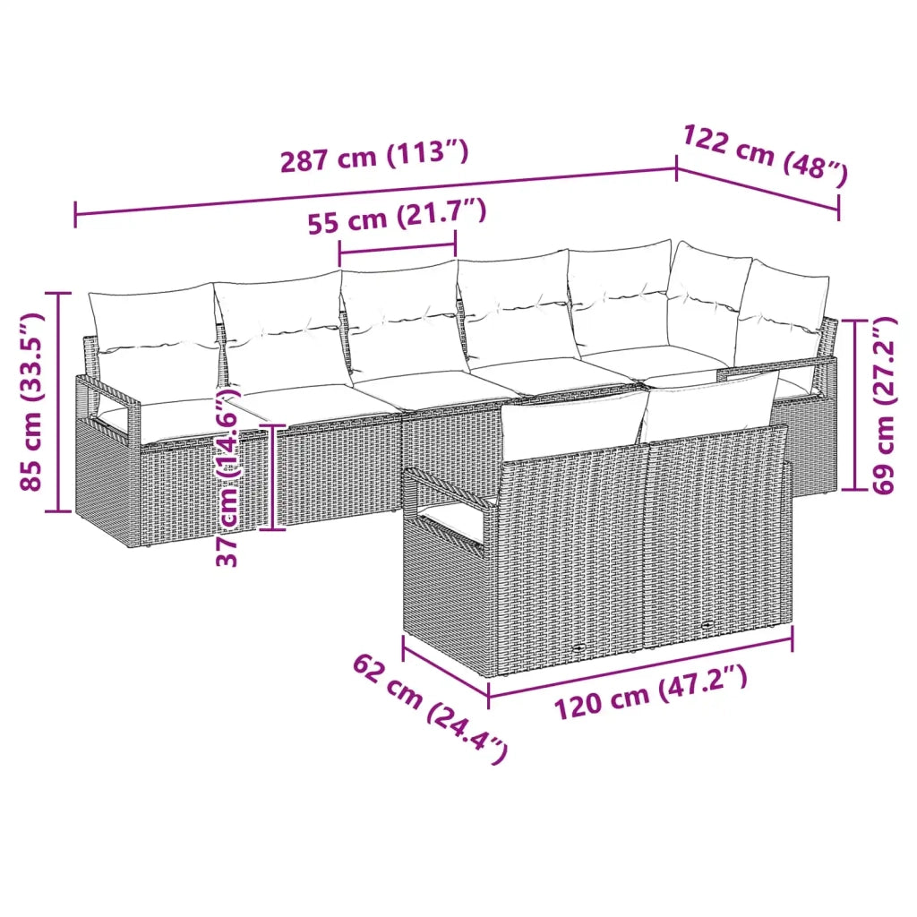 Set di divani 8 pcs Nero polyrattan 3346436