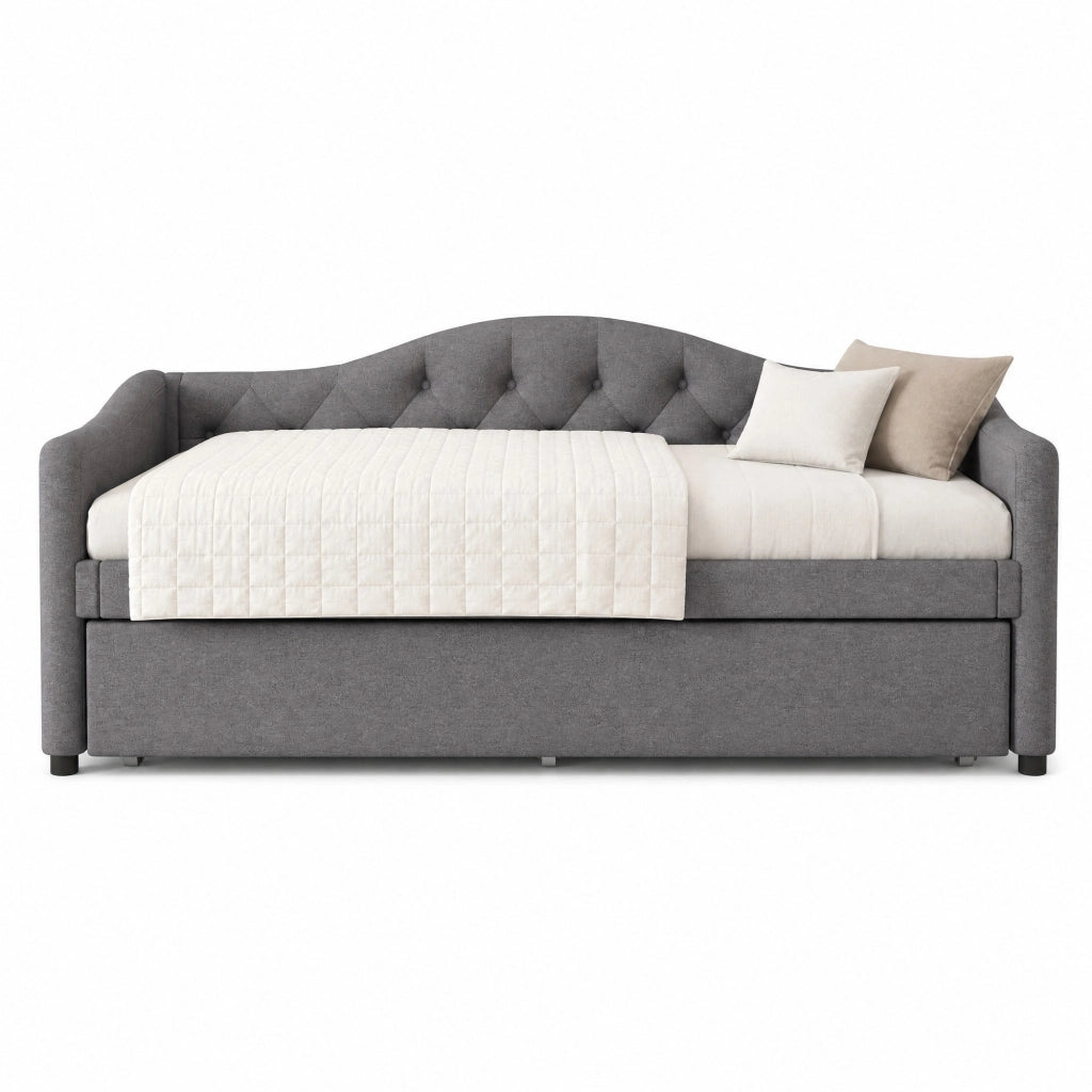 Tagesbett estraibile 90x200 cm in lino e MDF; grigio