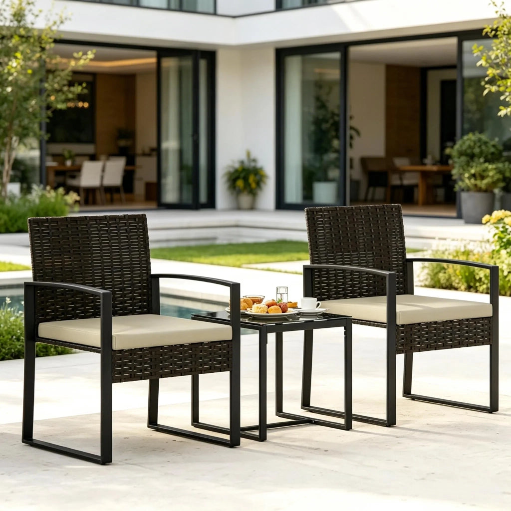 Set mobili da giardino, tavolo e 2 sedie per patio e bistro