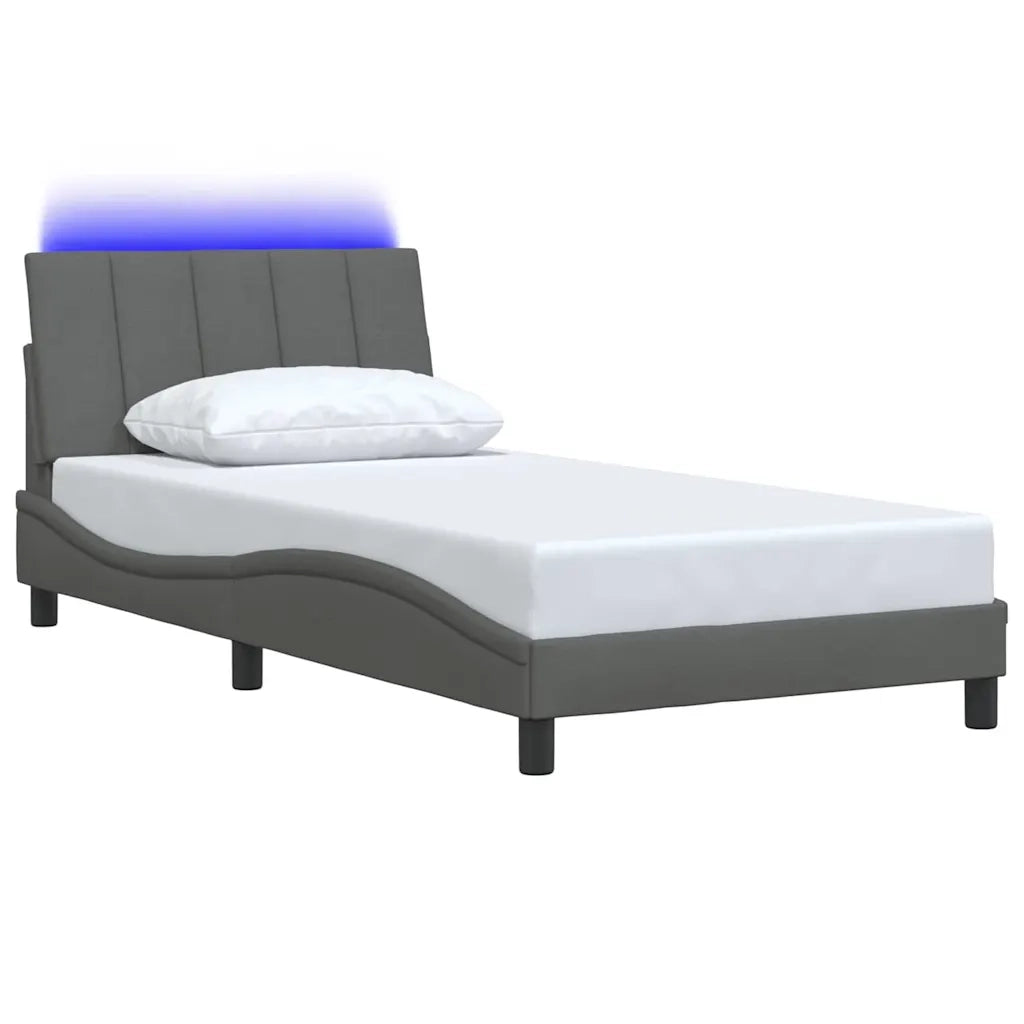 Letto singolo | Letto per adulti | Giroletto senza Materasso Hanko Grigio Scuro 100x200 cm Tessuto
