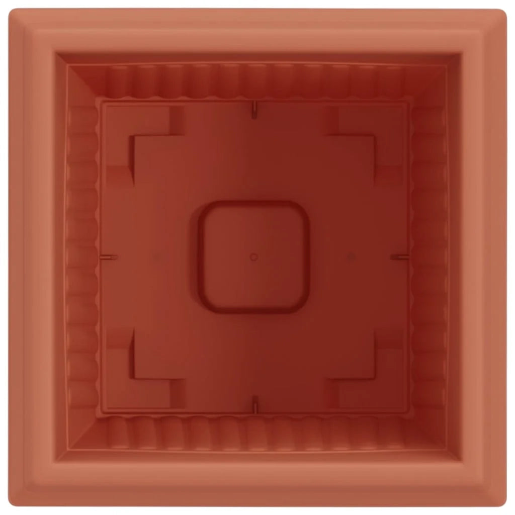Set di 24 vasi da fiori quadrati design minimalista giardino balcone 43 x 43 x 33.5 cm in plastica rosso mattone 02_0059369