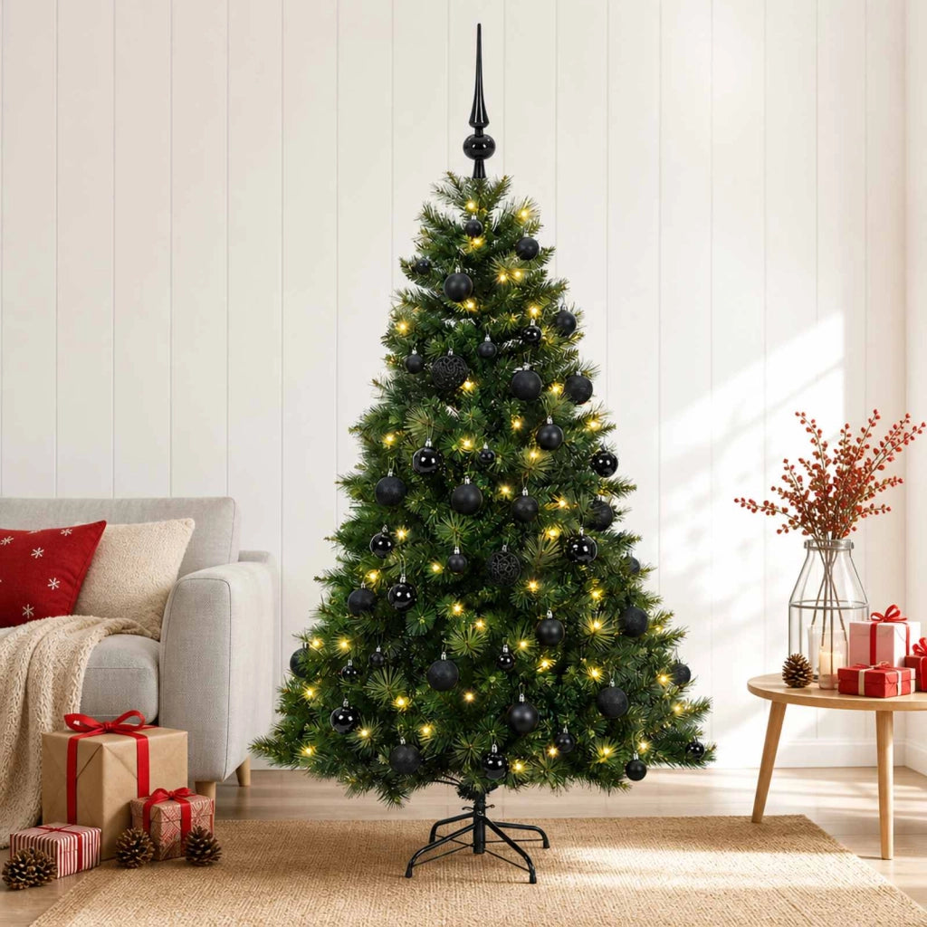 Albero di Natale artificiale con palline 120 cm 150 LED 3465567