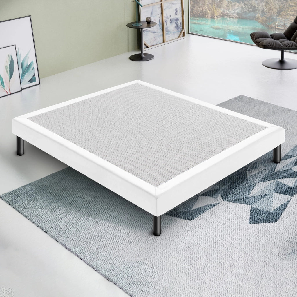 Letto Sommier Singolo 90x190 Bianco Rivestito - Resistente fino a 120 Kg per Persona