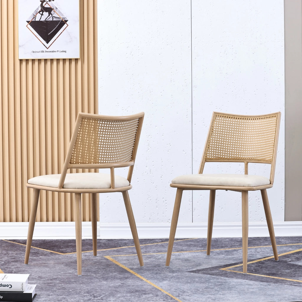 SEDIA DA PRANZO Set da 2 pezzi 60x59x49 cm Beige con schienale in rattan