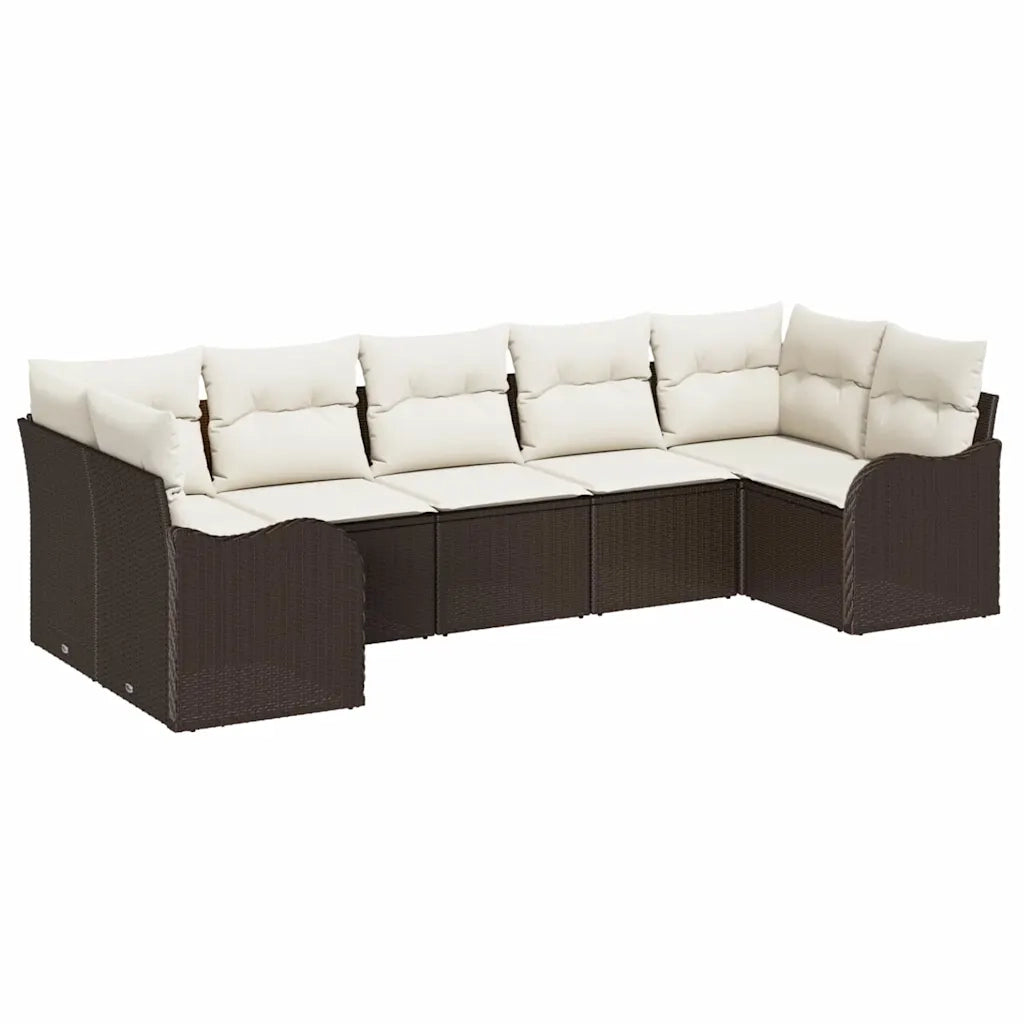 Set Divano da Giardino Marrone polyrattan