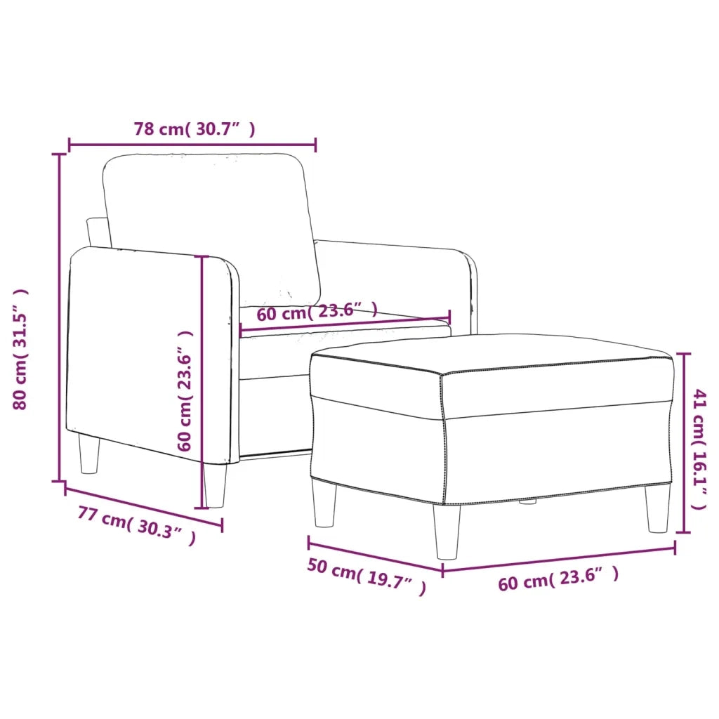 Poltrona con Poggiapiedi Grigio Chiaro 60 cm in Velluto