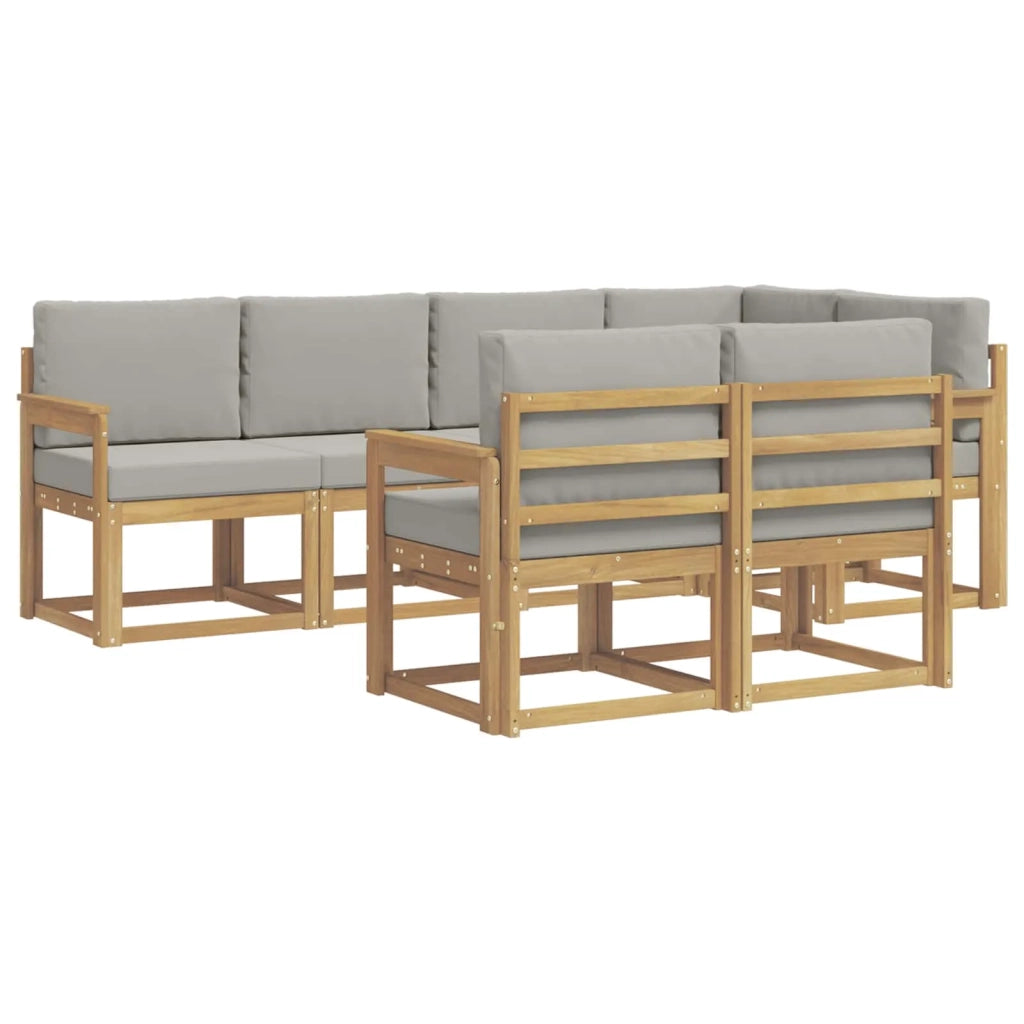 Set di divani da esterno 7 pz Bianco e Grigio Chiaro 3387760