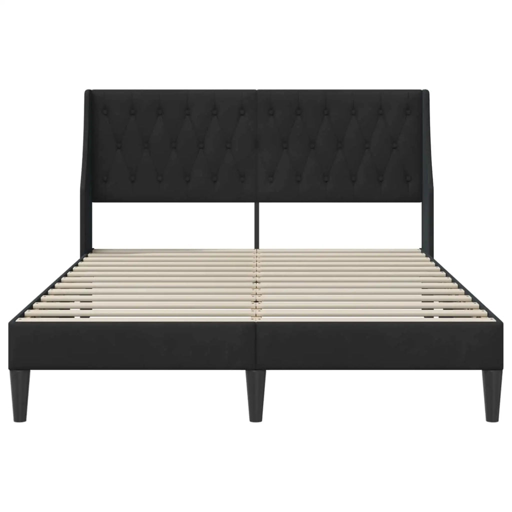 Letto matrimoniale | Letto per adulti | Struttura del letto con testiera Nero 140 x 190 cm Velluto