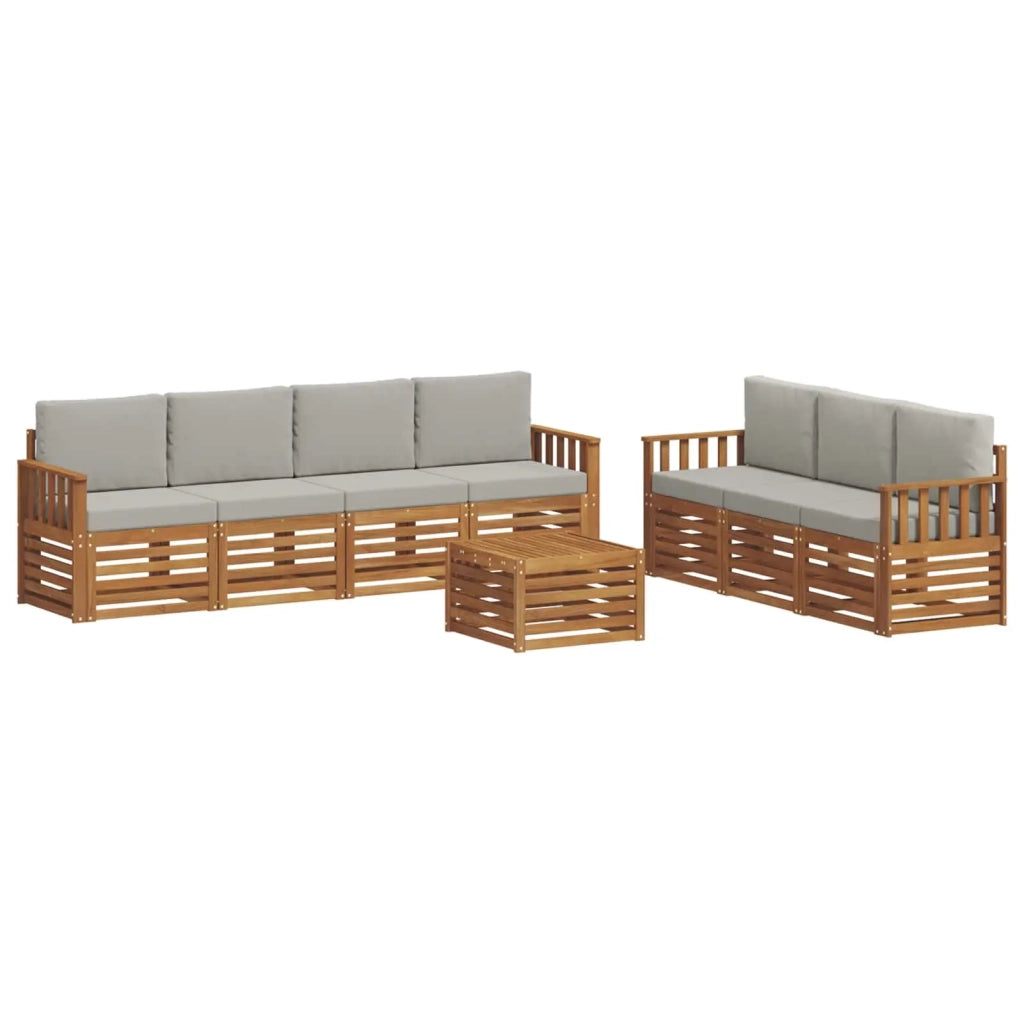 Set divani 8 pz Naturale e Grigio Chiaro 3374481