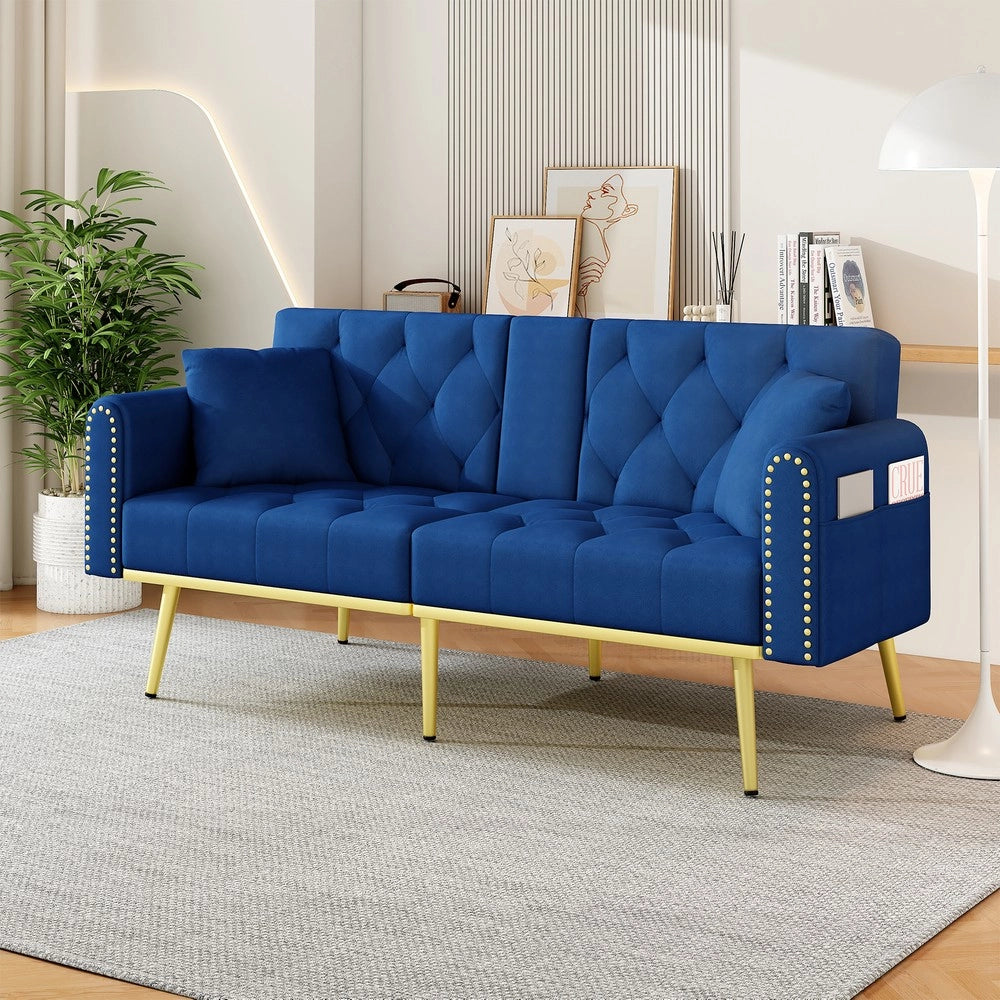 Divano letto estraibile ¨C Minimal ¨C tessuto blu, 2 posti