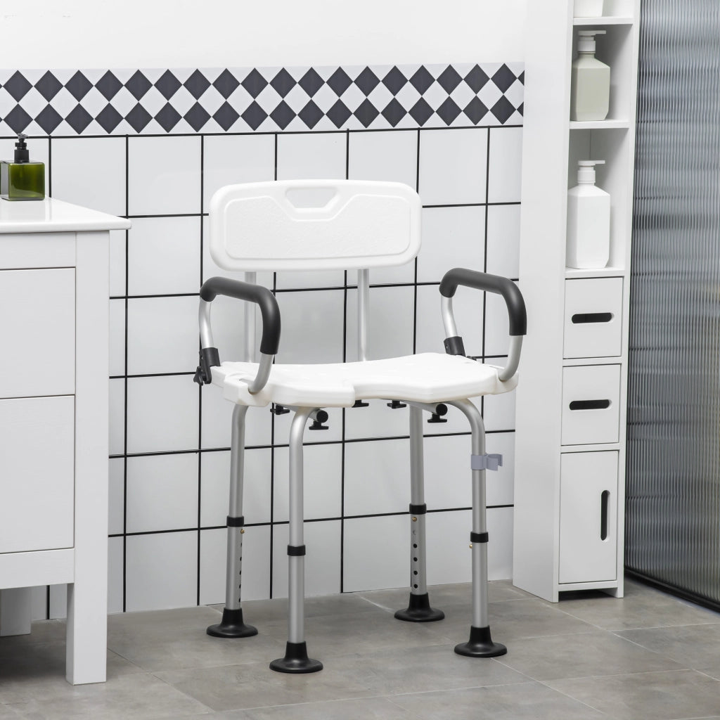 Sgabello da doccia regolabile con schienale e braccioli ¨C Minimal ¨C bianco 40x40x60 cm
