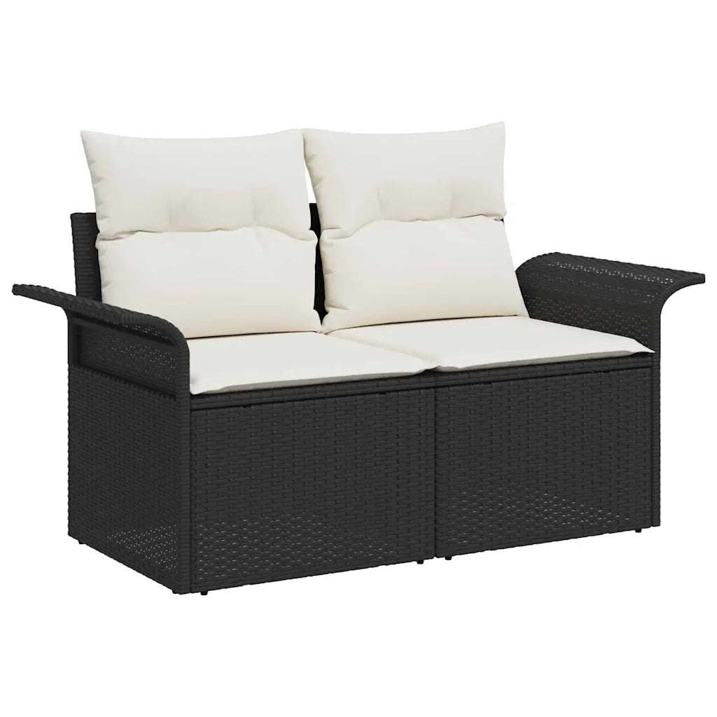 Set Divano da Giardino con archiviazione 6 pcs Nero Poly Rattan