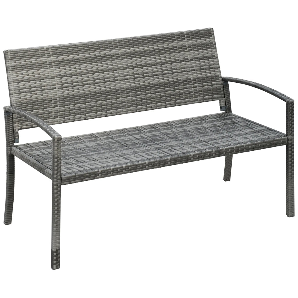 Panca da giardino in rattan sintetico con struttura in acciaio, per 2 persone, colore grigio, portata fino a 320 kg