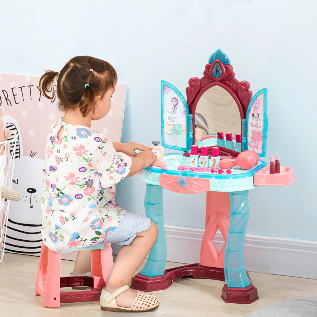 Tocador de Maquillaje con Specchio, Luce e Musica per Bambini ¨C zephmum ¨C 57x34x76 cm Multicolor