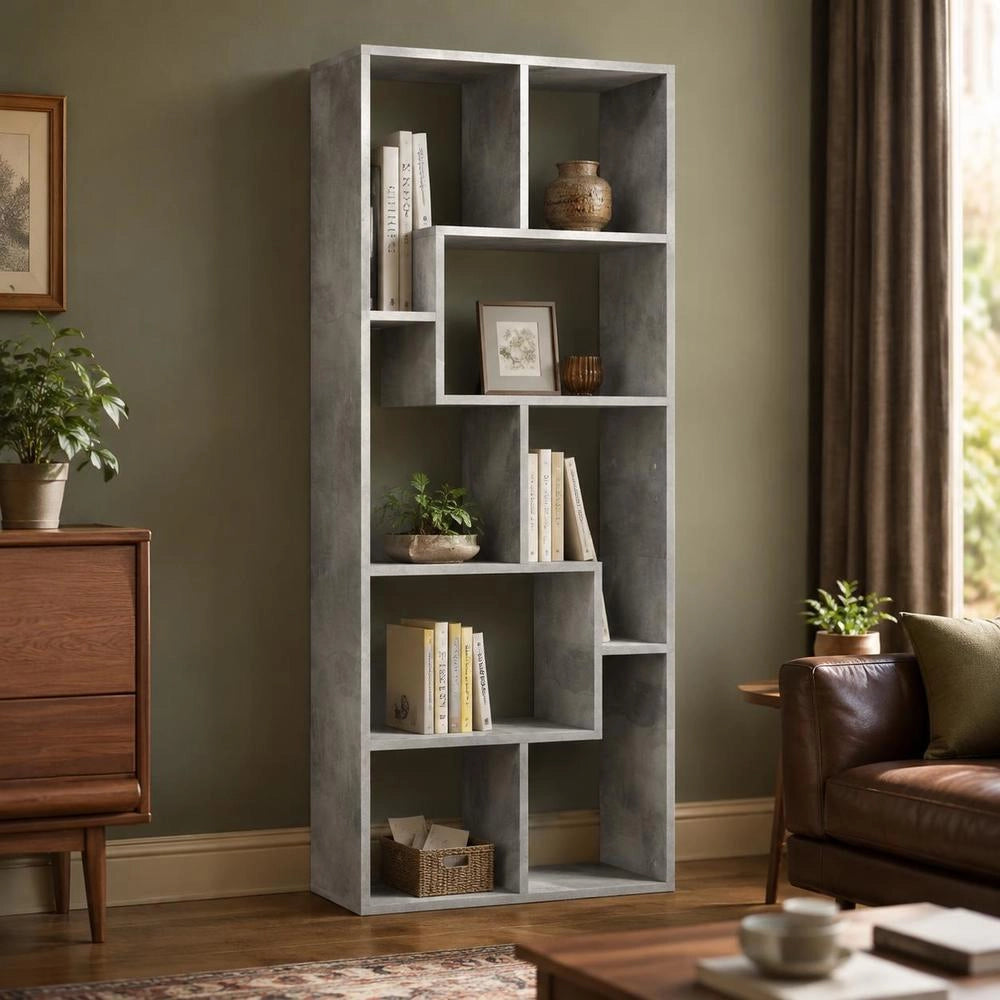 Bookshelf, Concrete Grey, 67x24x161 Cm, Wood-based Material