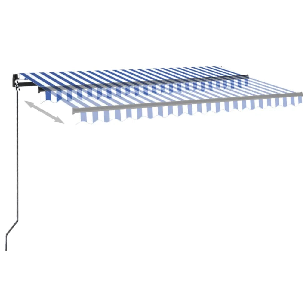 Tenda Automatica con Sensore Vento e LED 400x350 cm Blu Bianca 3069191