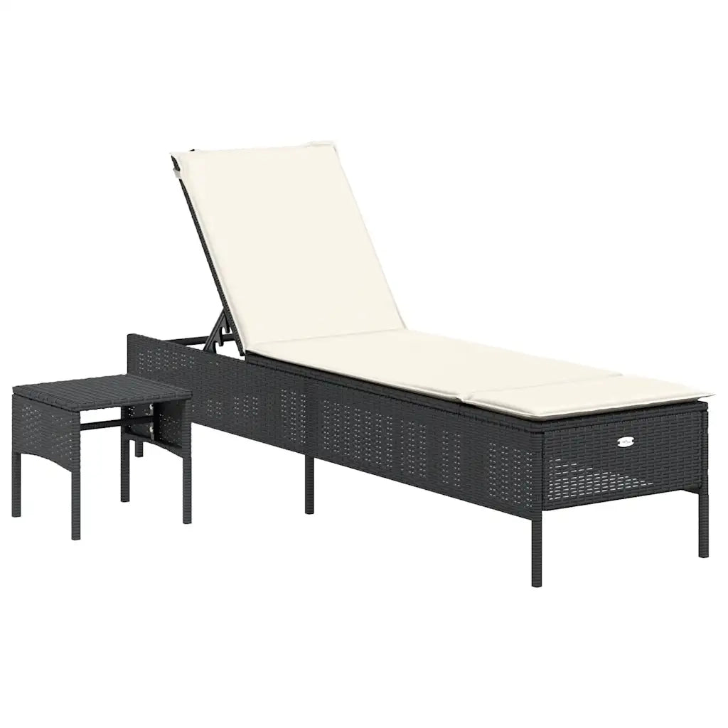 Set Lettini Prendisole con Cuscini 3pz Nero in Polyrattan 3284263