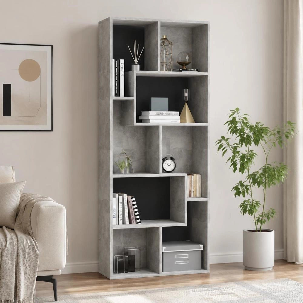 Bookshelf, Concrete Grey, 67x24x161 Cm, Wood-based Material