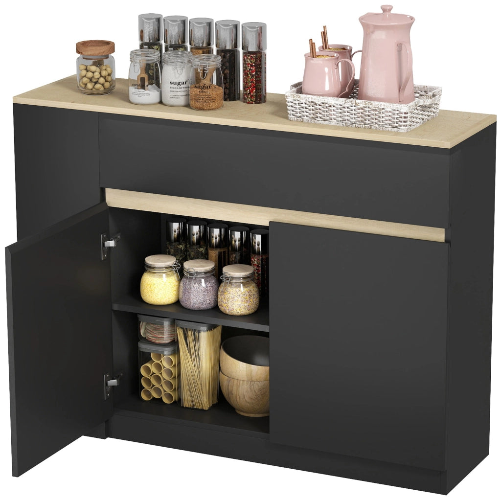 Mobile da cucina con 2 cassetti e 3 ripiani ¨C Xylo ¨C Nero 110x29,5x82 cm