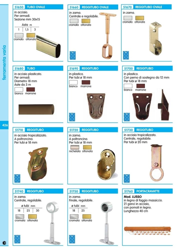 100pz reggitubo laterale ferro tropicalizzato cod:ferx.10860