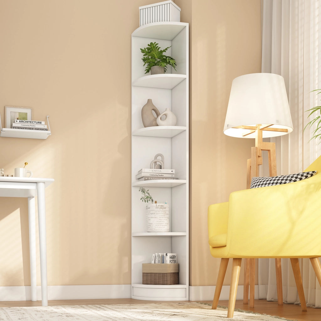 Libreria Angolare a 5 Ripiani ¨C MINIMAL ¨C Bianco, MDF