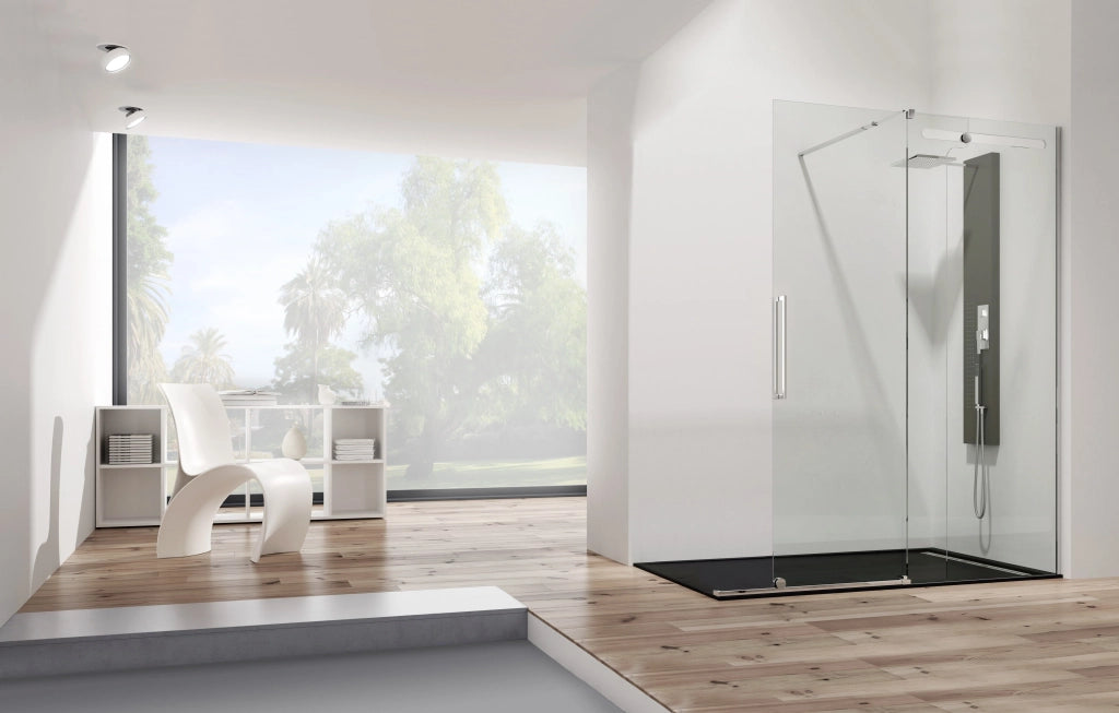 Box doccia angolare VETRUM fisso + scorrevole + laterale fisso 175x80 cm (171-176/77-79) acciaio inox