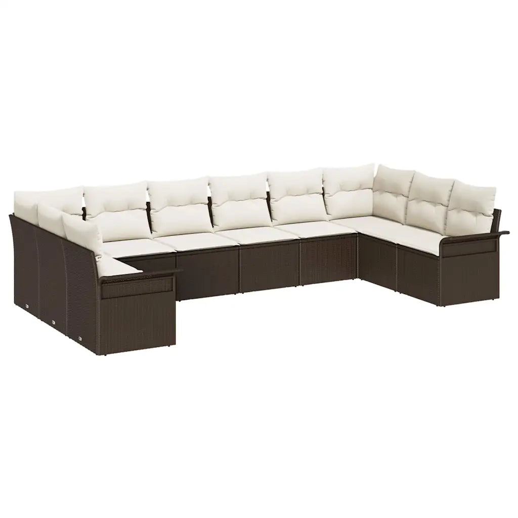 Set Divano da Giardino 10 pcs Marrone polyrattan