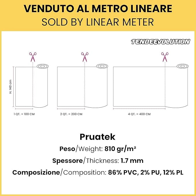 Tessuto FintaPelle Nautica Tappezzeria Alta Qualità "PRUATEK" - Colore RIGA BEIGE CHIARO 0375 - Morbida e Resistente - Vendita al Metro - H.140