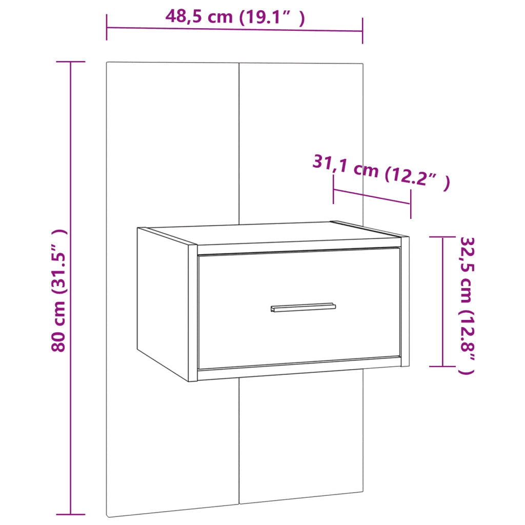 Comodino a Muro Rovere Fumo 816952