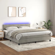 Letto a Molle con Materasso e LED Grigio Chiaro 180x200 cm 3134477