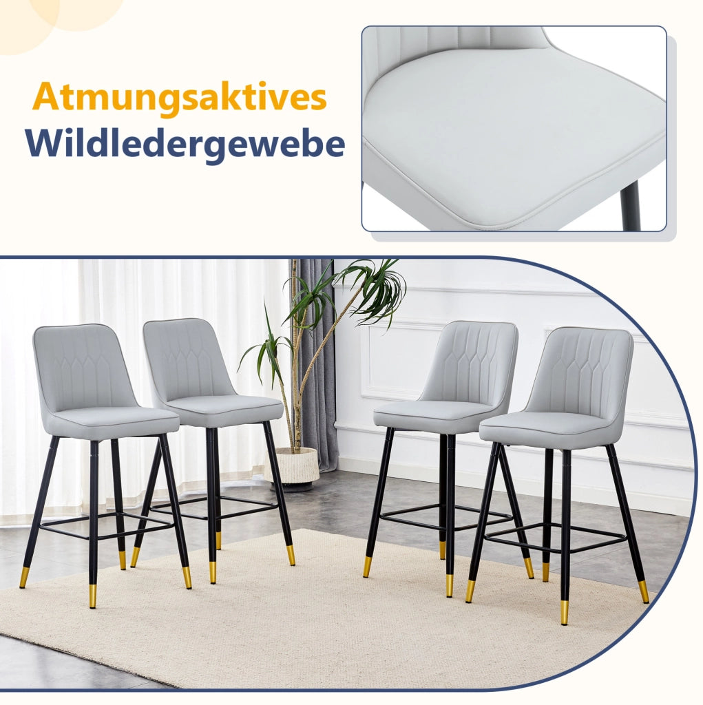 SGABELLO Set da 2 pezzi 100 cm in PU grigio chiaro e metallo nero