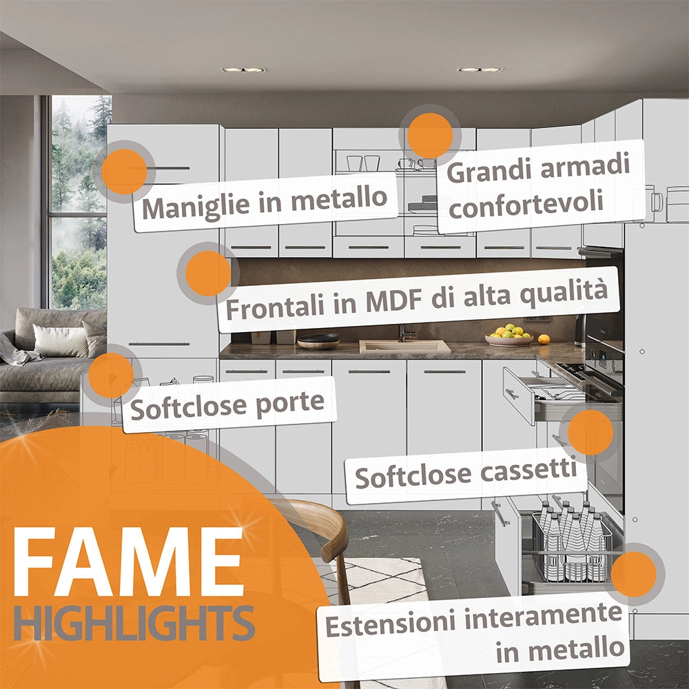 Mobiletto base per cucina Fame-Line GrigioBeige/Antracite 50 cm, PL Rovere Vicco