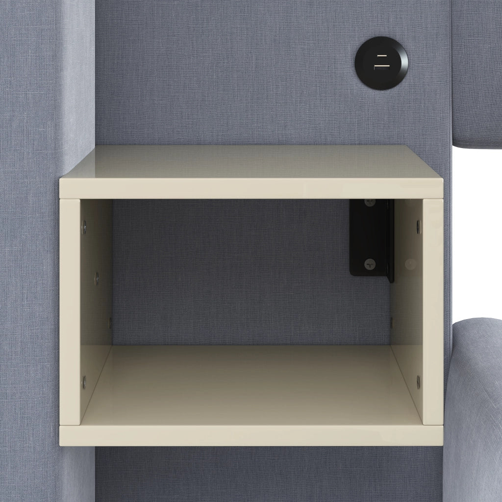 Letto matrimoniale imbottito 140 × 200 cm con contenitore idraulico in lino grigio e comodini LED